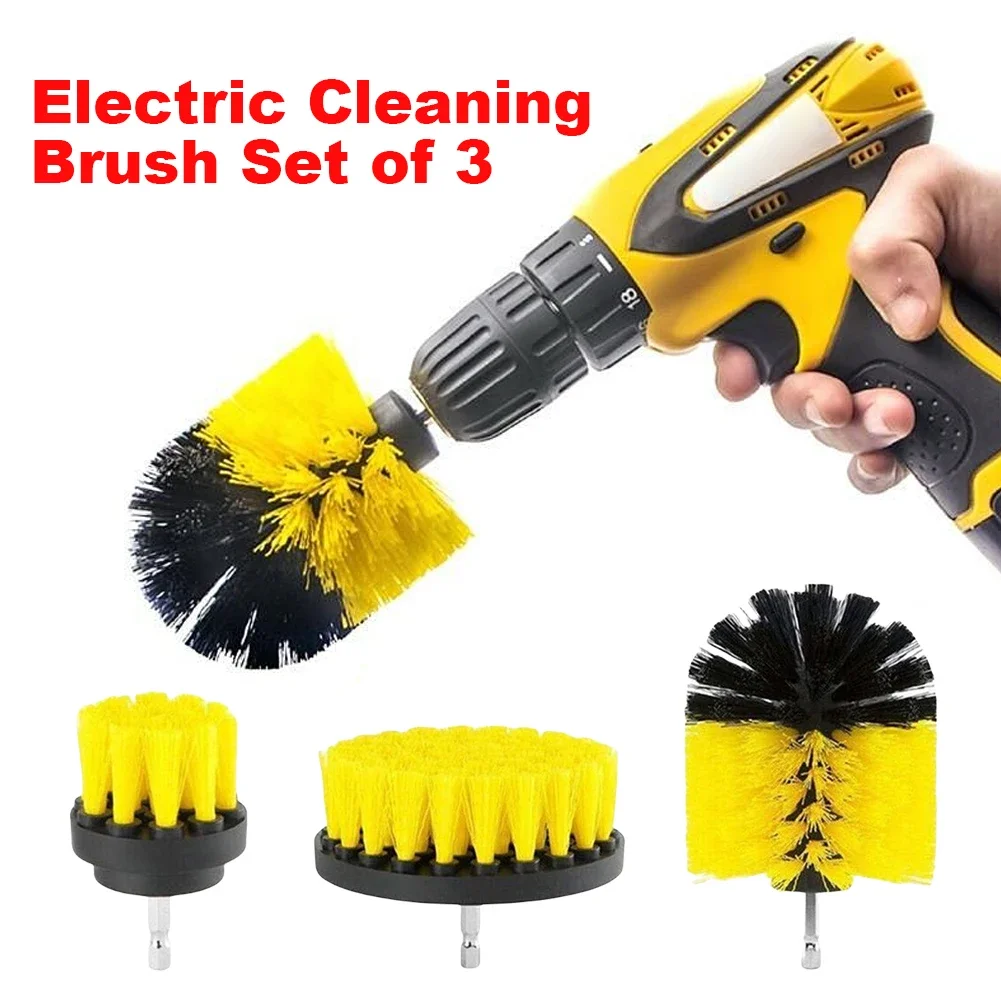 3Pcs Drill-Brush Cleaner Grout Power Drills Scrubber Cleaning Brush Drill Brush Attachment Set for Cleaning Wheel Bathroom Tub