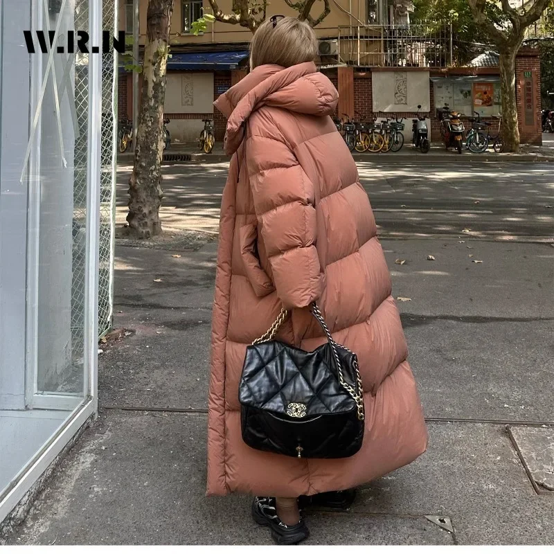 Women\'s Fashion Oversized Single Breasted Long Sleeve Outerwear Maxi X-Long Parkas Jacket 2024 Winter Casual Solid Warm Coat