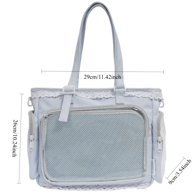 حقيبة كتف شفافة على الطراز الياباني، حقيبة Ita كاجوال لطيفة بلون الحلوى للفتيات، حقائب تخزين كروس خفيفة الوزن #6