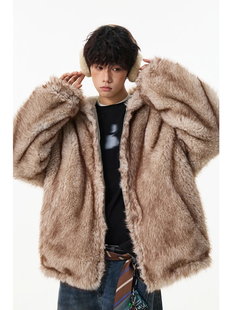 

Double-Sided Wear Thiened Fce Cotton Jaet Men's Winter Cold Resistance Warmth Fur Coat American High-End Feeling Coat