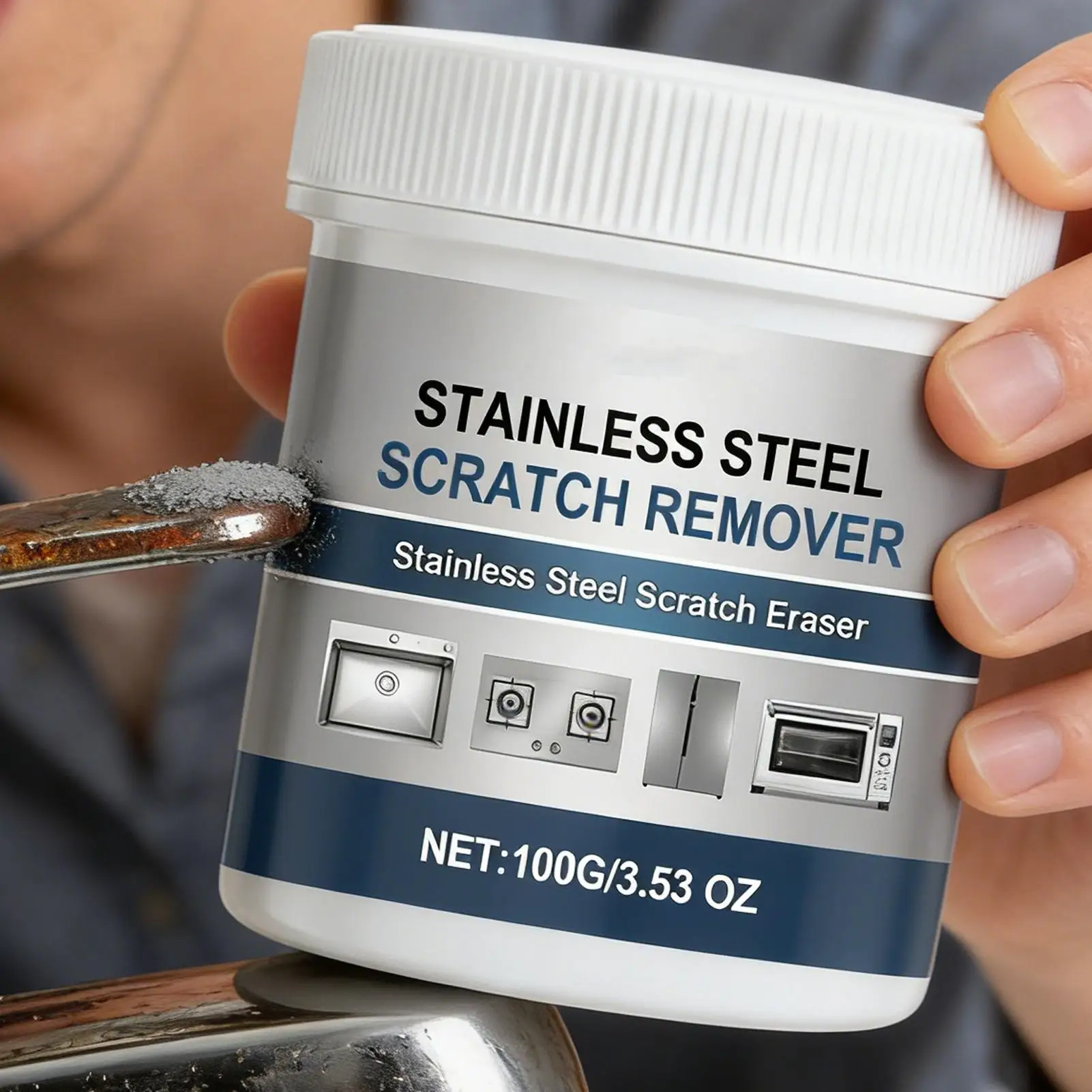 

Stainless Steel Rust Remover 100g Polishing Deep Cleaning Stainless Steel Fridge Cleaner Paste for Fridge Stove Faucet Appliance