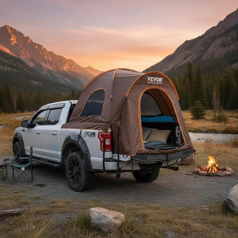 Dachzelt für LKWs, 200 x 165 x 170 cm, Doppelschichtzelt, Outdoor-Zelt für Pick-ups, LKW-Ladeflächenzelt, Familien-Camping im Freien, Reise-Autozelt, wasserdichtes Auto-Dachzelt, Heckzelt, Tragetasche