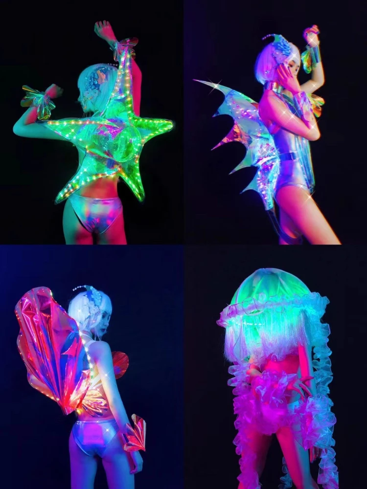 Ocean Party Mermaid Costume Bar Gogo Fluorescent Party Fluorescent Show Stage Performance Clothes Cosplay Women Suit