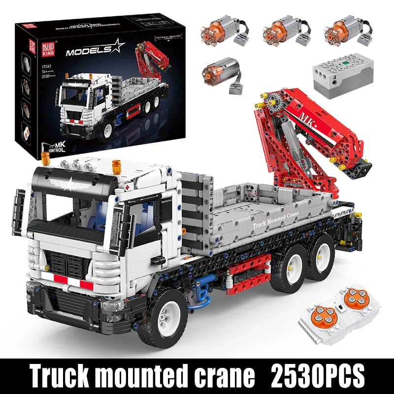 Mould King 17063 Technische Truck Speelgoed APP&RC Bouwtruck met Kraan Bouwblok Assemblage Auto Steentjes Kinderen Kerstcadeau