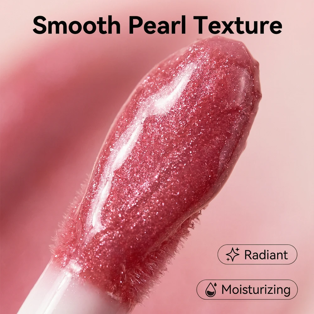 FIT COLORS Bálsamo Labial Humectante de Larga Duración con Efecto Espejo 3D y Reducción de Líneas de Expresión - Brillo Labial Transparente con Destellos