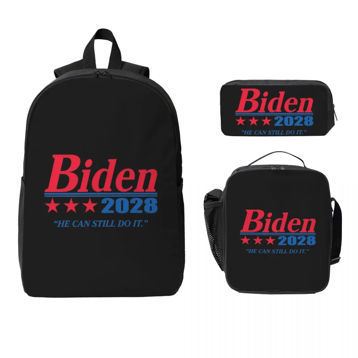 

Biden 2028 Backpack Student BookBag School Bag Computer Shoulder Bags 3ps Insulated Lunch Bag Pencil Case