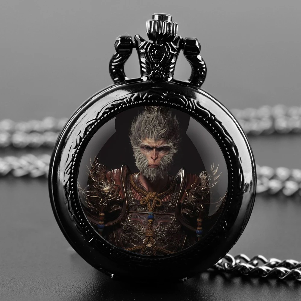 Black Myth: WuKong Vintage Quartz Pocket Chain Watch Necklace Watches For Men Women Unique Gifts Mens Birthday Gifts for Boys