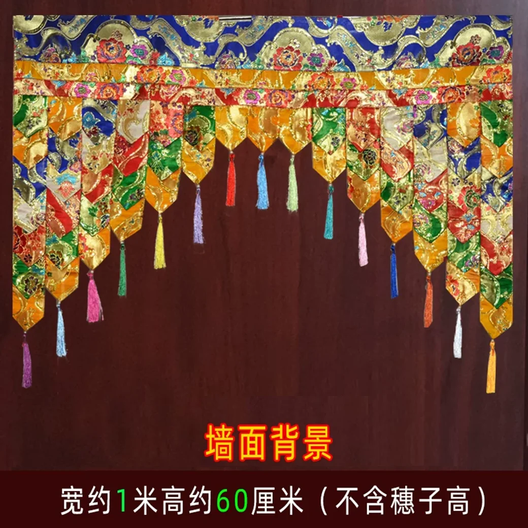 

Tibetan scripture hall temple altar, wall decoration, colorful Buddhist niche, background door frame decoration