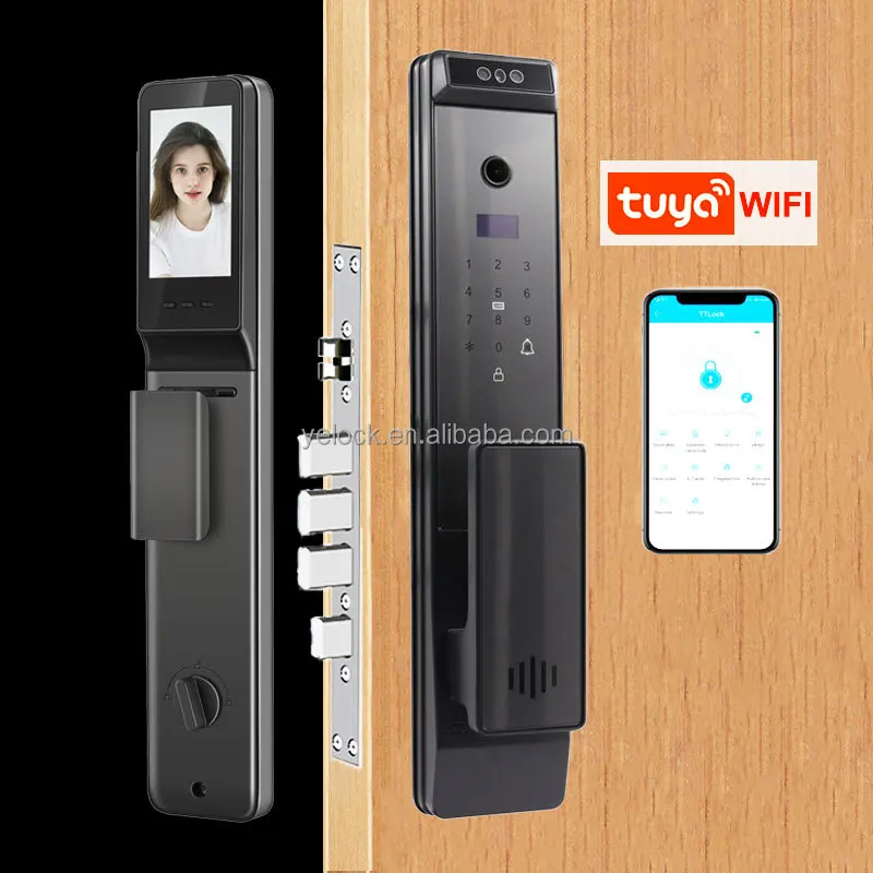 

July008 Home Apartment Aluminum Alloy Tuya Wifi APP Intelligent Smart 3D Face Recognition Lock Electronic Keyless Fingerprint Do
