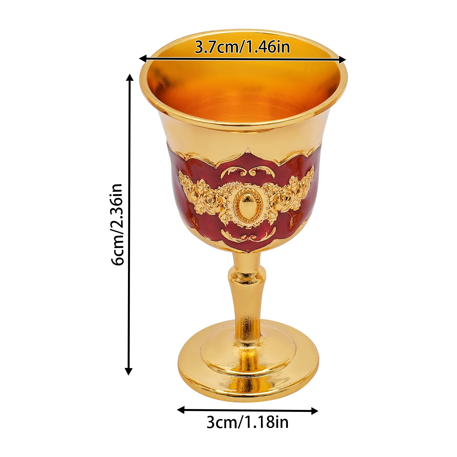 Zinc Alloy Goblet Set of 8, European Retro Wine Glasses with Ergonomic Handle, Elegant Drinkware for Water, Juice, Beer, Cocktails, Home Bar & Party Use