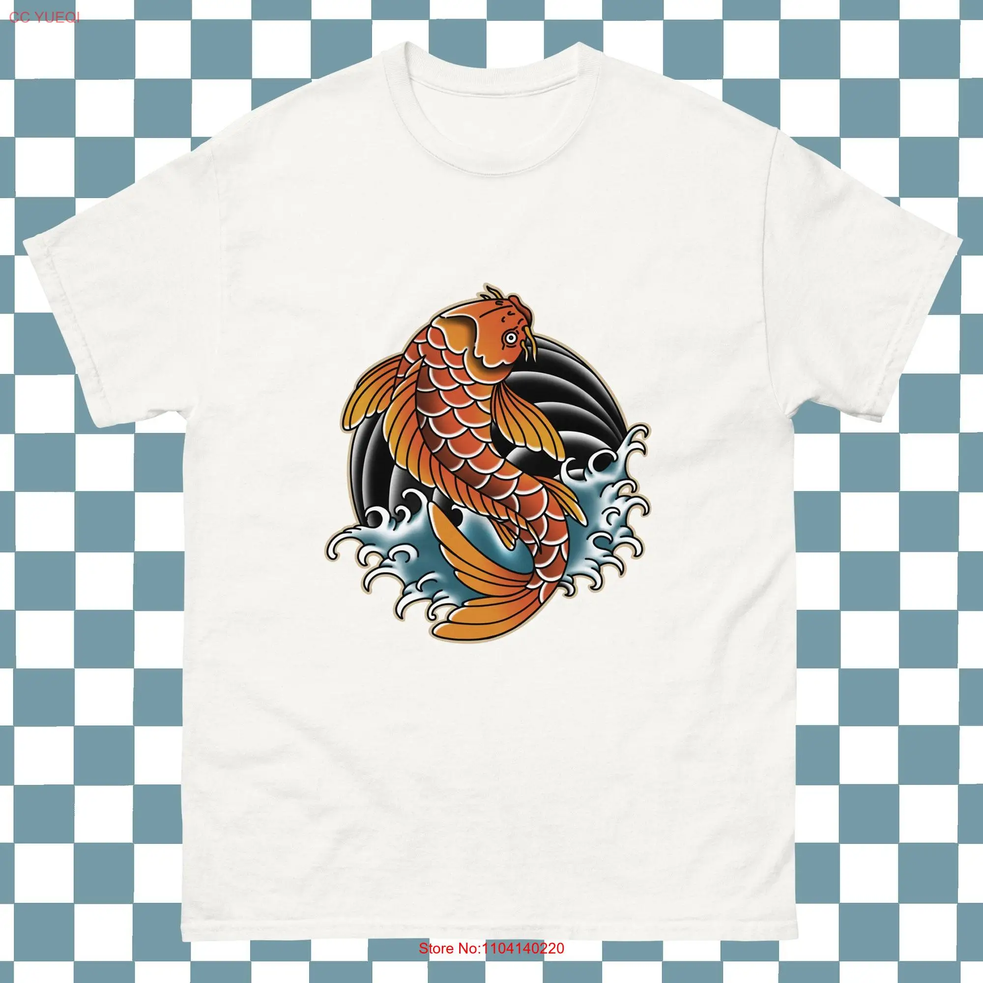 Koi Fish Traditional Tattoo T Shirt Old School Edgy Streetwear Alt Clothing Flash long or short sleeves