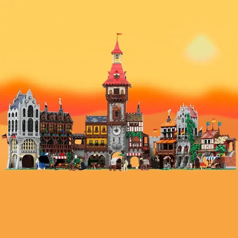 

Новый конструктор MOC: Европейская средневековая улица, полная модель городской площади, 12725 деталей. Креативные идеи для самостоятельной сборки. Детская игрушка, подарок на день рождения, индивидуальный пазл.