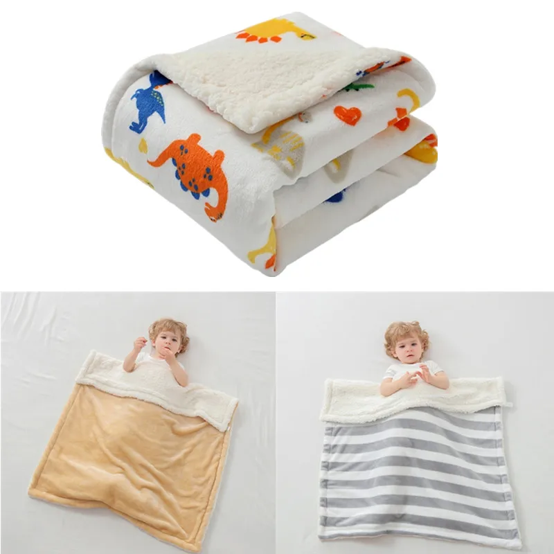 Cobertor térmico grosso do bebê, cobertor de swaddle espesso, cama quente, colcha para meninos e meninas, outono e inverno