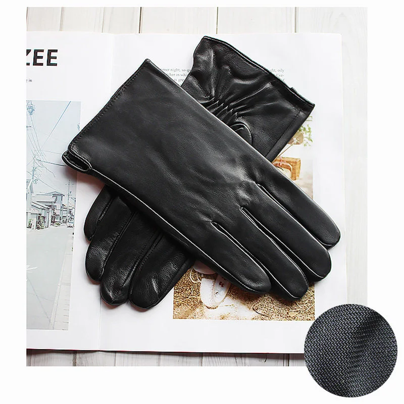 Autumn Thin Sheepskin Leather Gloves Men\'s Rayon Lining Spring and Summer Outdoor Bicycle Riding Car Driving Fashion Driver Fin