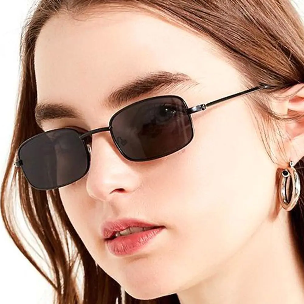 Small Rectangle Sunglasses Women Metal Square Vintage Sun Glasses Brand Designer Men Retro 90s Trendy Gradient Eyewear Shades