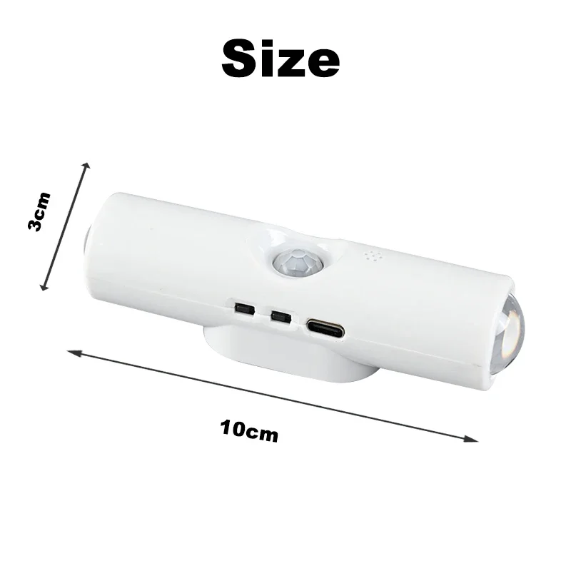 LED Motion Sensor Night Light Dual Head Design Rechargeable Battery Wireless Magnetic Rainbow Lamp for Steps Bedroom Hallway