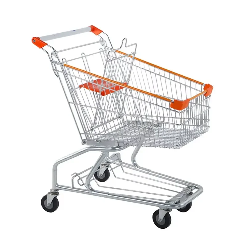 Heavy Duty Metal Shopping Trolley Cart for Supermarket Store Retail Use Durable Wire Basket with Wheels Easy Push Commercial