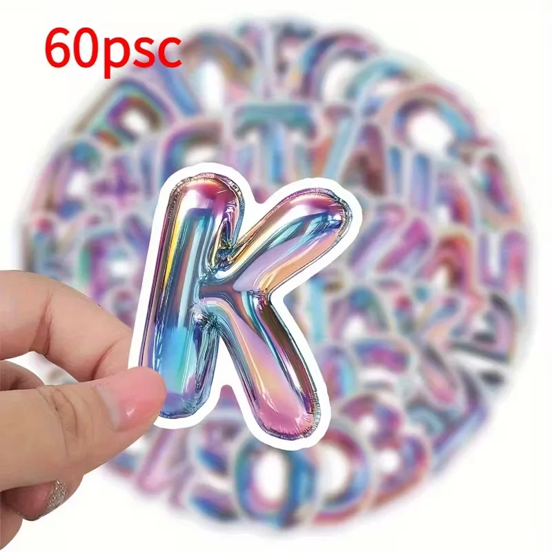 60pcs Waterproof Iridescent ABC 123 Stickers Roll, Purple Gradient for DIY, Planners, Bottles & Fridge