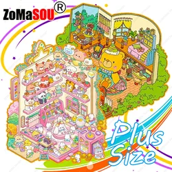 New Plus Size Puzzle Cartoon Toy House 2.5D DIY Landscape Sticker Pocket Cabin Scene Game Stickers Festival Gift for Kid Child