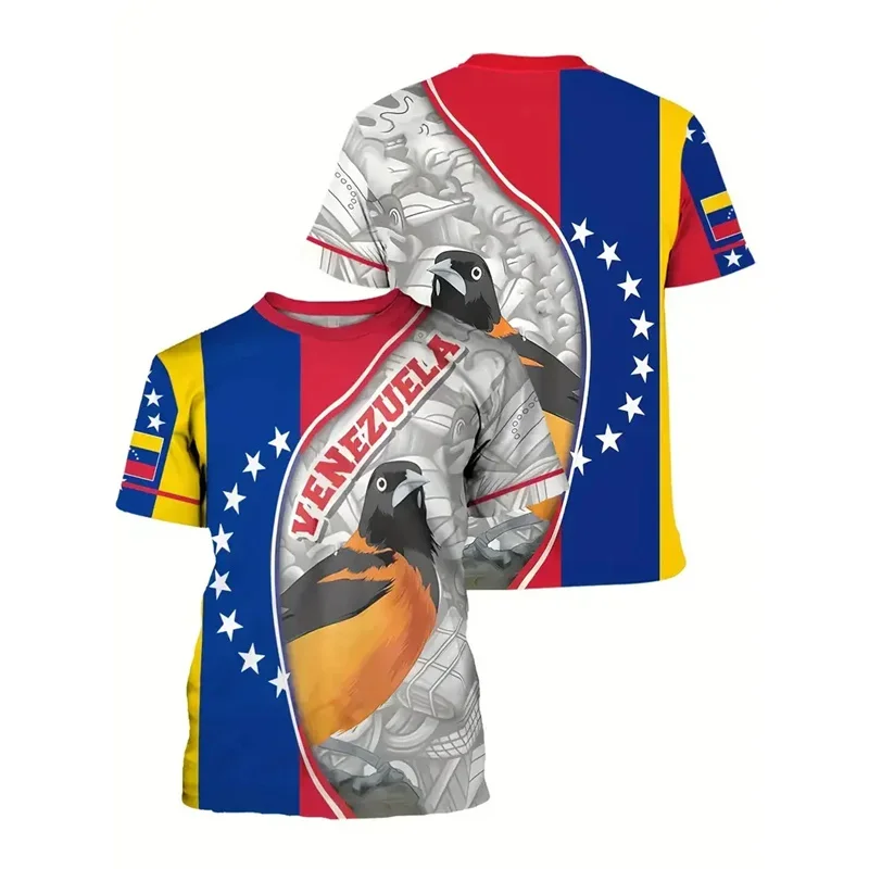 فنزويلا نمط ثلاثية الأبعاد مطبوعة تي شيرت للرجال الجولة الرقبة قصيرة الأكمام المتضخم تي شيرت عادية موضة الصيف اليومية تي شيرت #3