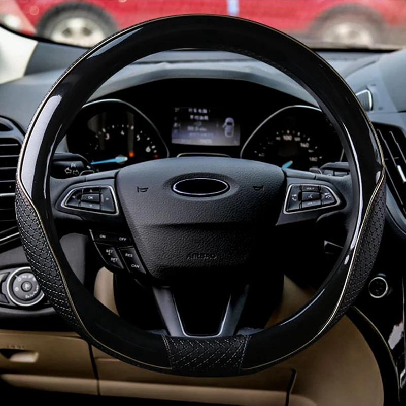 New Leather Steering Wheel Cover Protector Universal 35 36 37 38 39 40cm For BMW Audi Ford VW Golf 6 Honda Civic Toyota Mazda