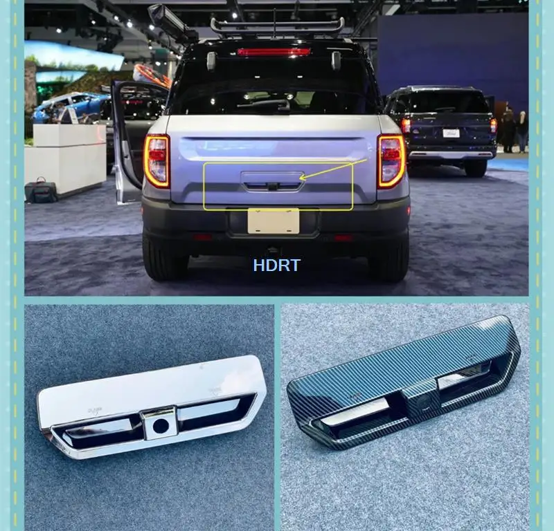 

Car Styling Rear Trunk Tailgate Door Handle Frame Bowl Protector Decoration Accessories Cover Trim For Ford Bronco SPORT 2021 +