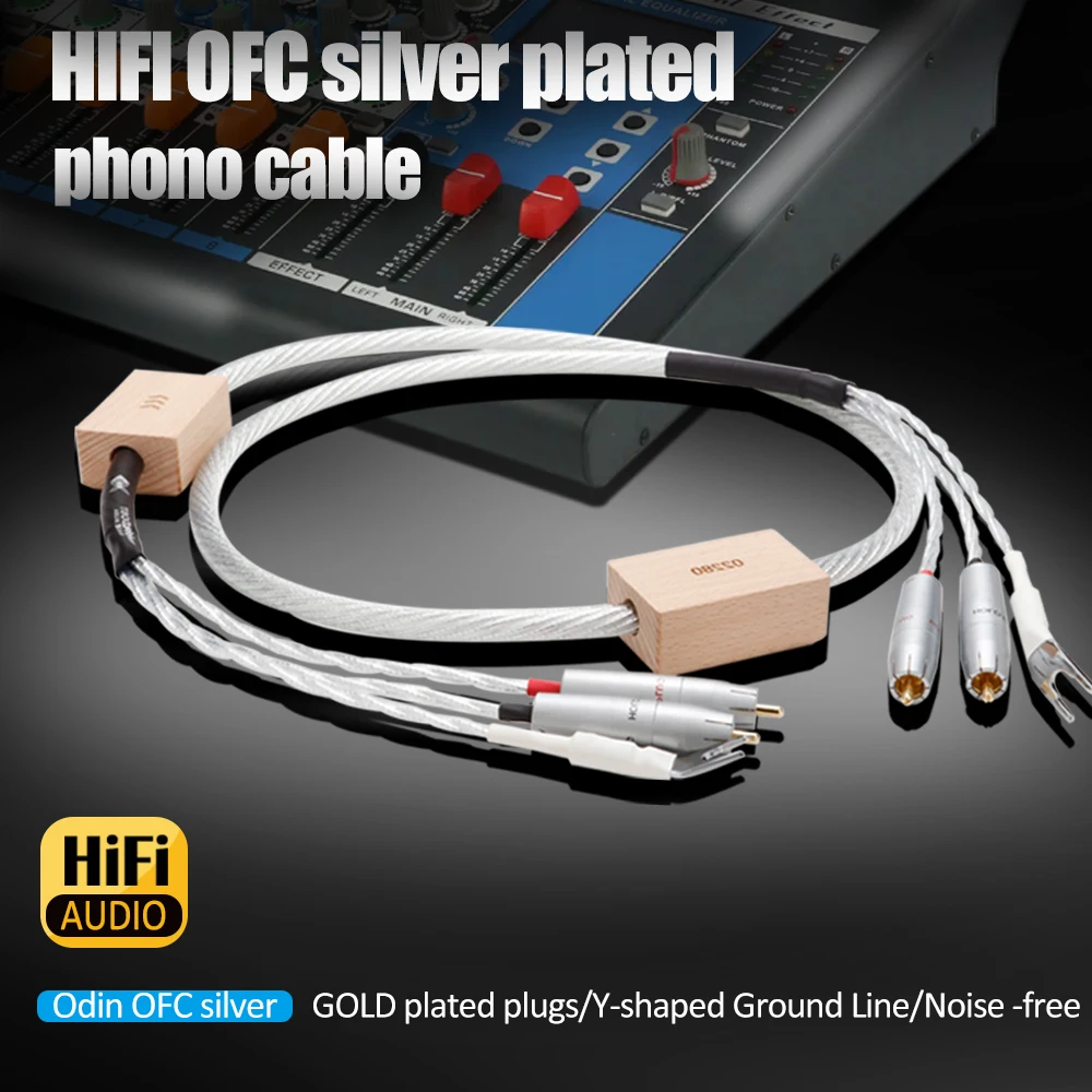 HiFi Audio Odin 2 Gold Plated RCA Plug Phono Cable 2 RCA to 2 RCA with Ground Wire for LP Vinyl Record Player Phonophone Cable