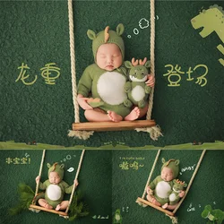 Knit Baby Boy Newborn Photoshoot Outfits Cute Dinosaur Romper Hat Photography Outfit Dragon Doll Knitted Animal Baby Photography