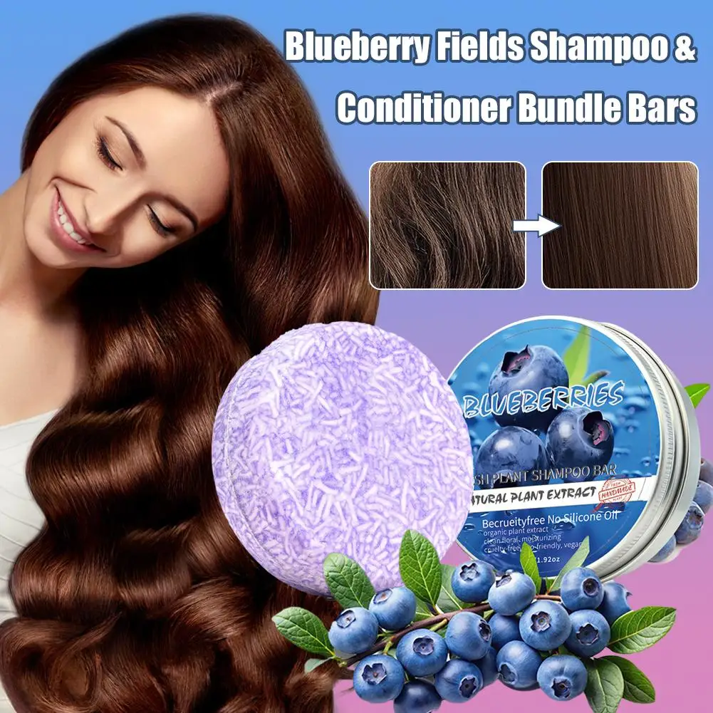 

Handmade Solid Shampoo Soap for Hair Thinning Deep Cleansing Blueberry Shampoo Soap Hair Care Strengthening Hair Roots Shampoo