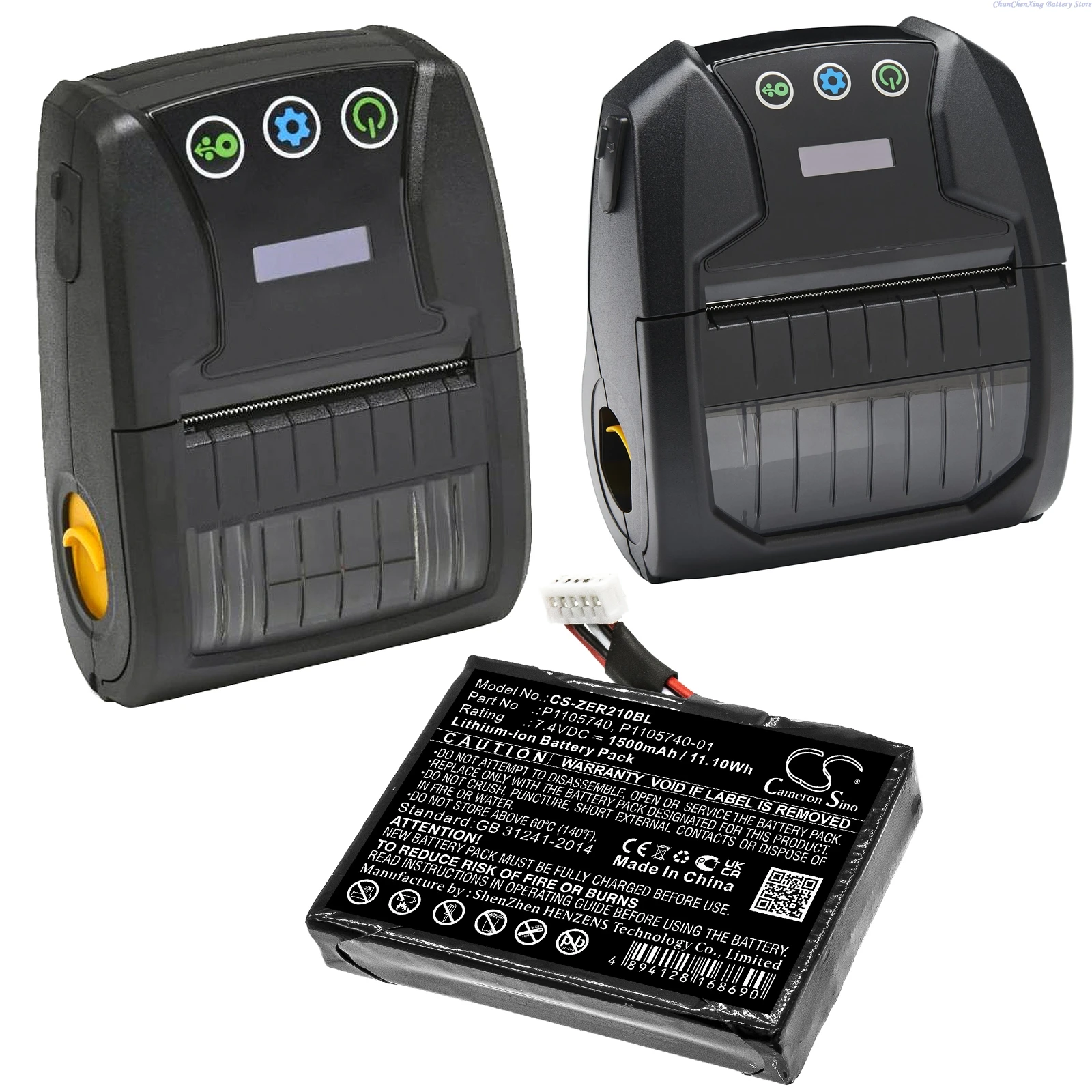 

7.4V 1500mAh Portable Printer Battery P1105740 P1105740-01 for Zebra ZQ200 ZQ210 ZQ220 ZQ22-A0E01KE-00 ZQ21-A0E12KE-00