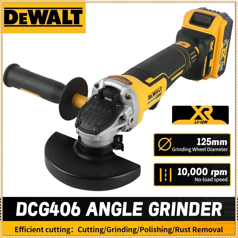 

Аккумуляторная бесщеточная угловая шлифмашина Dewalt DCG406 125 мм, 9000 об/мин, для резки и полировки, совместима с аккумуляторами Dewalt 18В/20В
