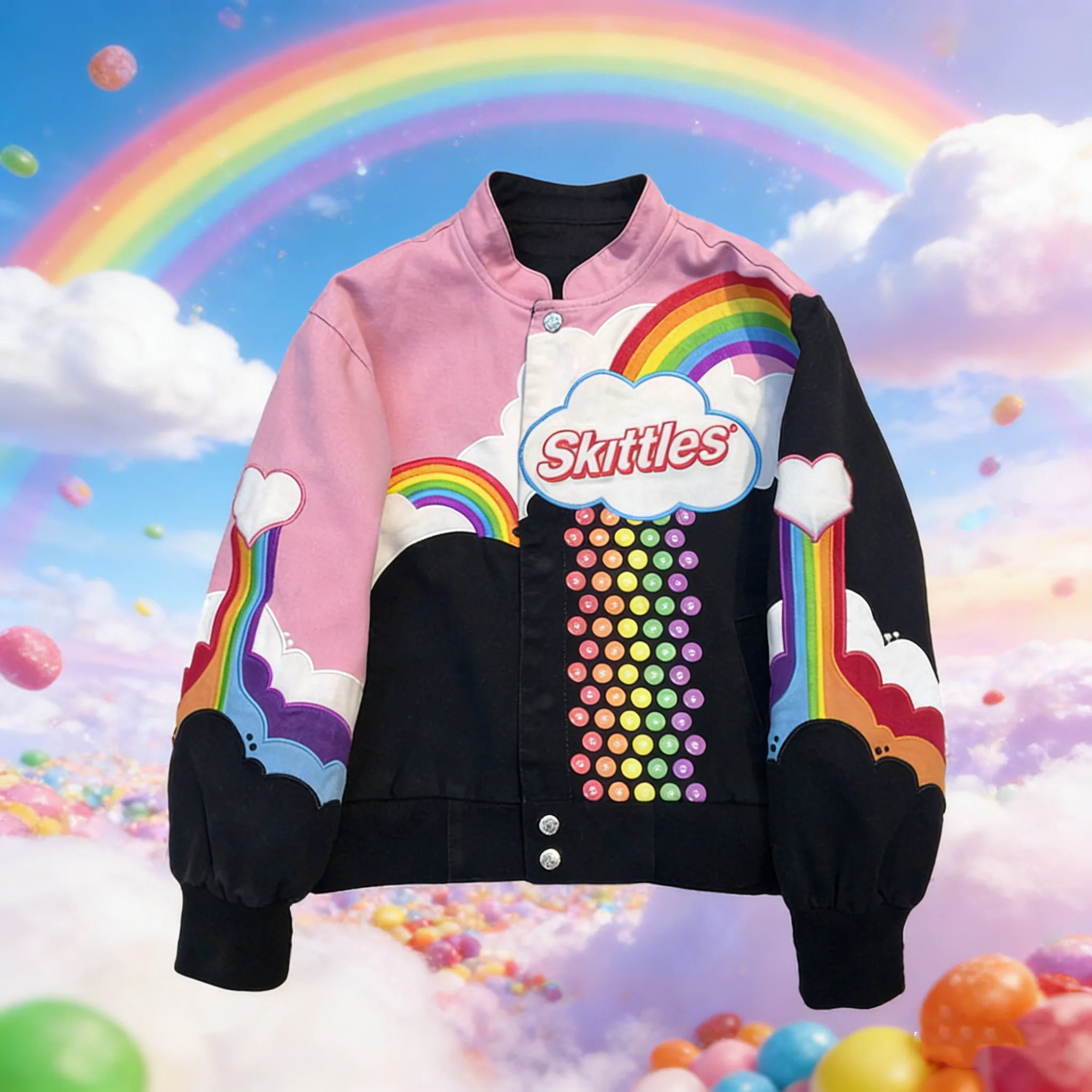 

Rainbow Sweetheart Personalized Design Women's Jacket Heavyweight Cotton Embroidered Cartoon Top