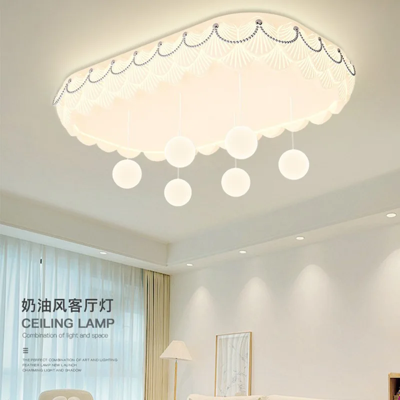 French Cream Style Pumpkin Star Ceiling Lamp LED Creative Living Room Ceiling Chandelier Room Decoration Pendant Light