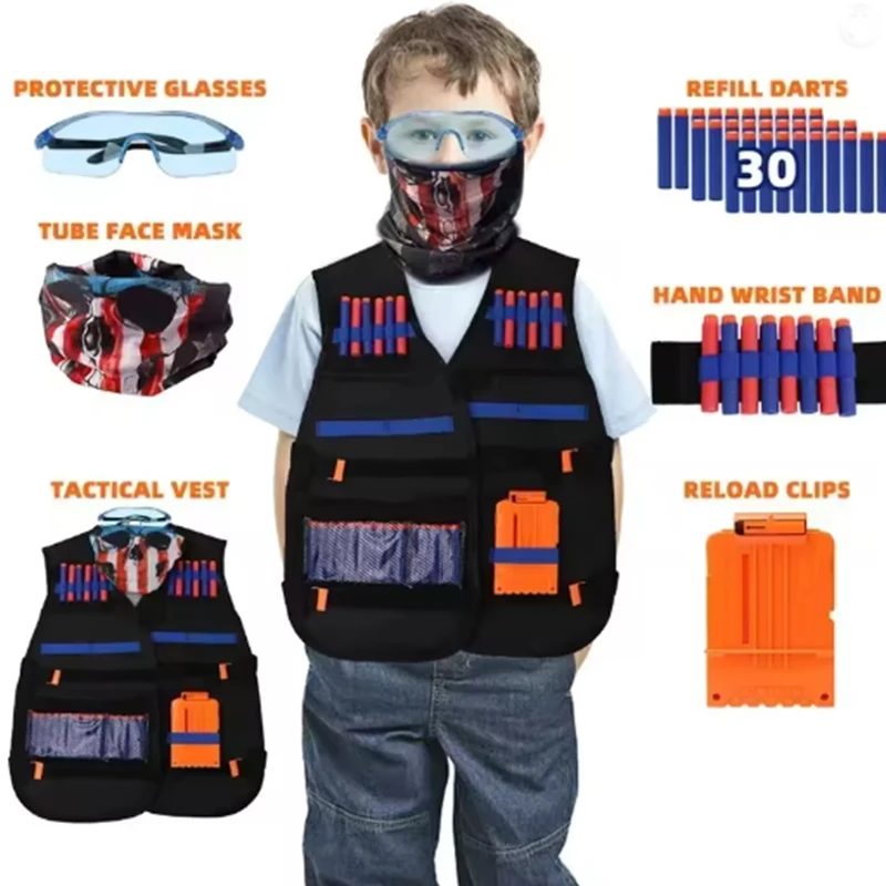 TH Nerf N-Strike Elite, Kit de chaleco táctico para niños, juego de juguetes para disparar al aire libre, regalo de cumpleaños para niños