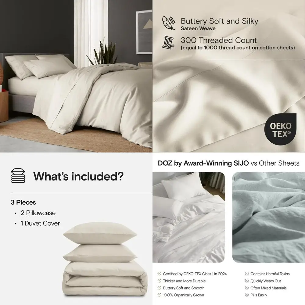 

Комплект пододеяльников из бамбуковой вискозы — органический, мягкий, охлаждающий, высокий GSM, 1 пододеяльник, экологически чистый, комфорт сна