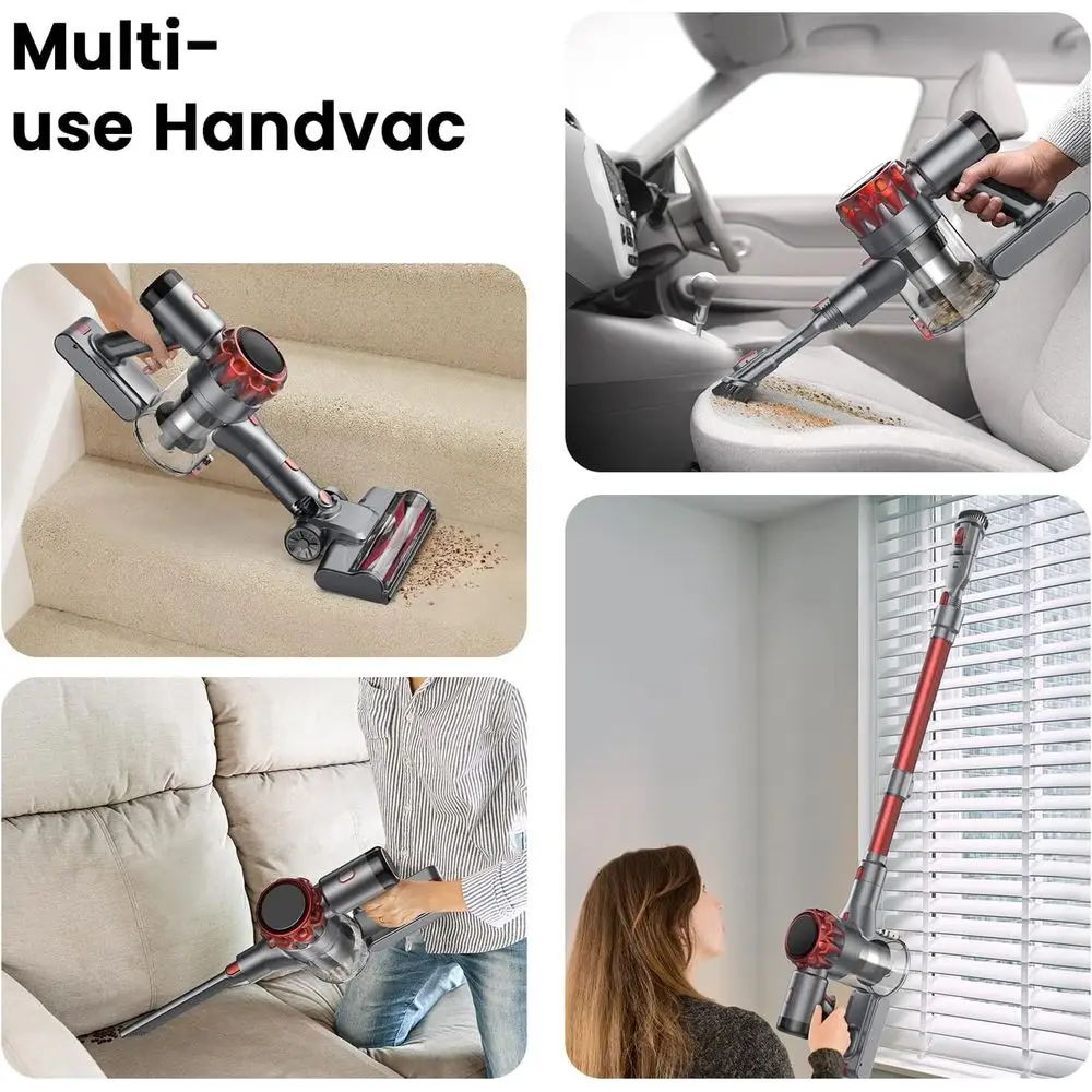 Krachtige 45kPa draadloze stofzuiger, 55 minuten looptijd, LED-display, ideaal voor dierenharen, tapijten en harde vloeren