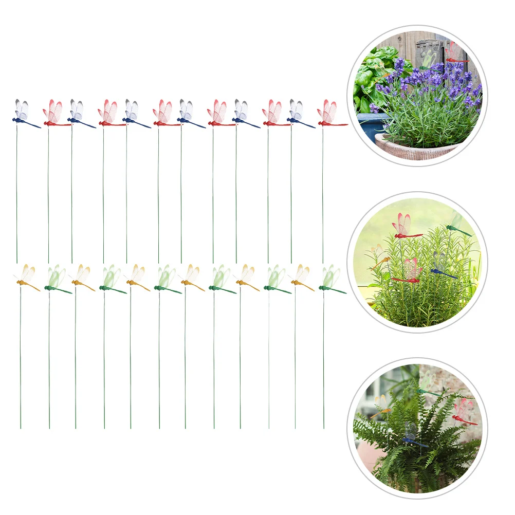 

24Pcs Dragonfly Garden Stake Decor Rustic Simulation Metal Yard Outdoor Patio Decorative Stakes Dragonfly Garden Decor