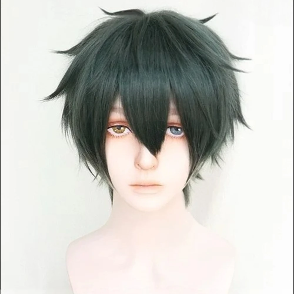 Conjunto estrelas cosplay perucas mika kagehira shu itsuki perucas curto verde rosa cabelo sintético resistente ao calor halloween peruca livre boné