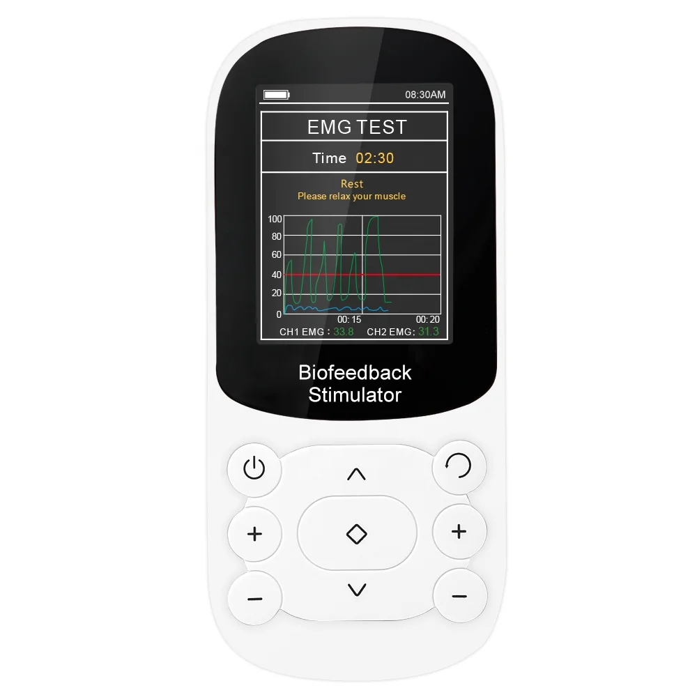 Two channels EMG Biofeedback combined with 2 channel STIM stimulation electrical stimulator with Mirror treatment technology