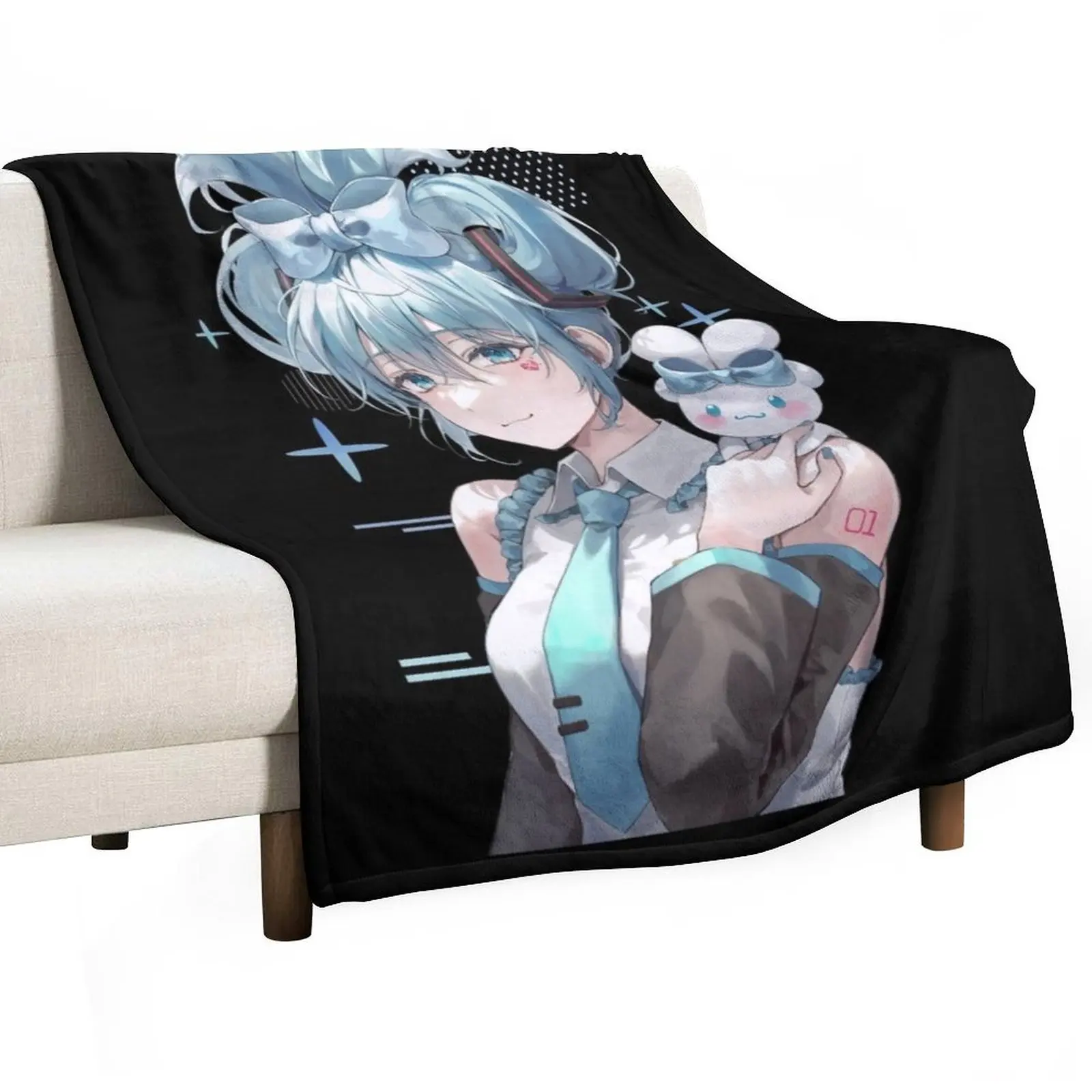 

Hatsune Miku Throw Blanket Luxury Brand Quilt Polar Blankets