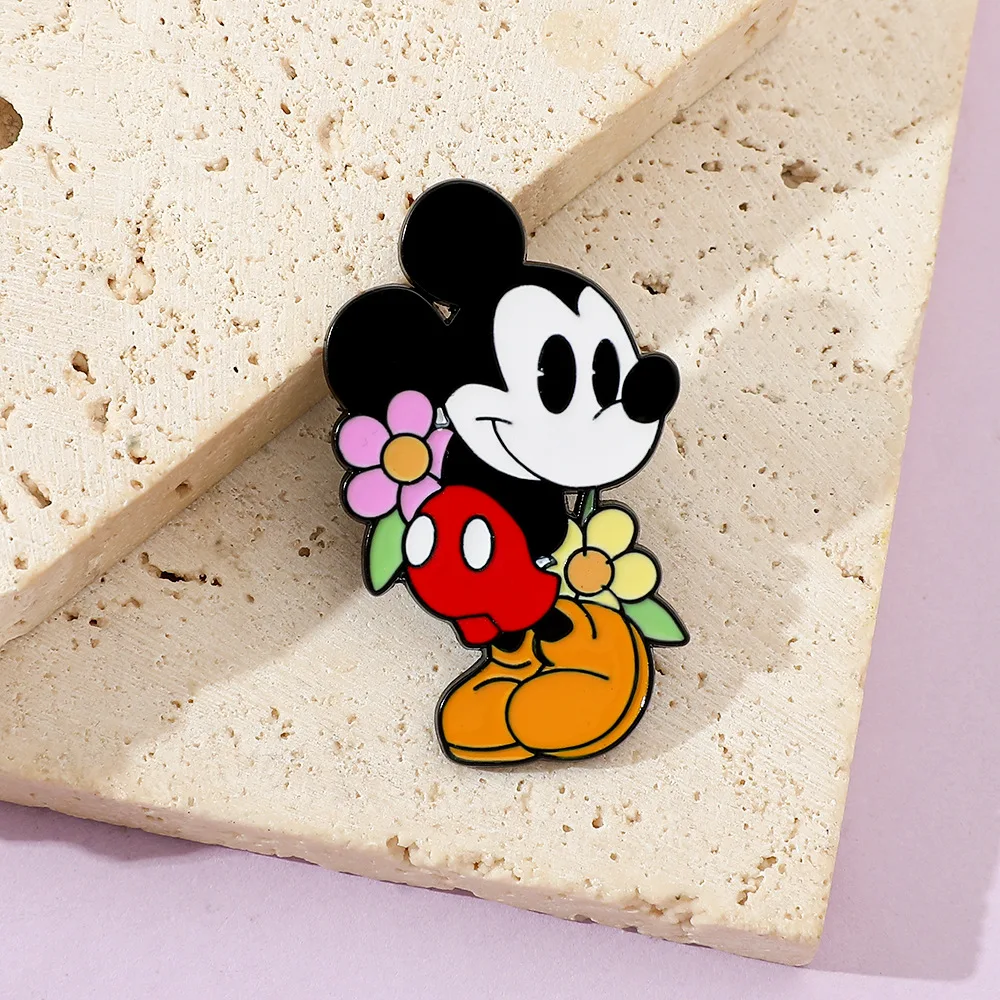 Cartoon Character Brooch Creative Mickey Mouse Cute Enamel Pin Metal Badge Jewelry Clothing Backpacks Decorative Accessories