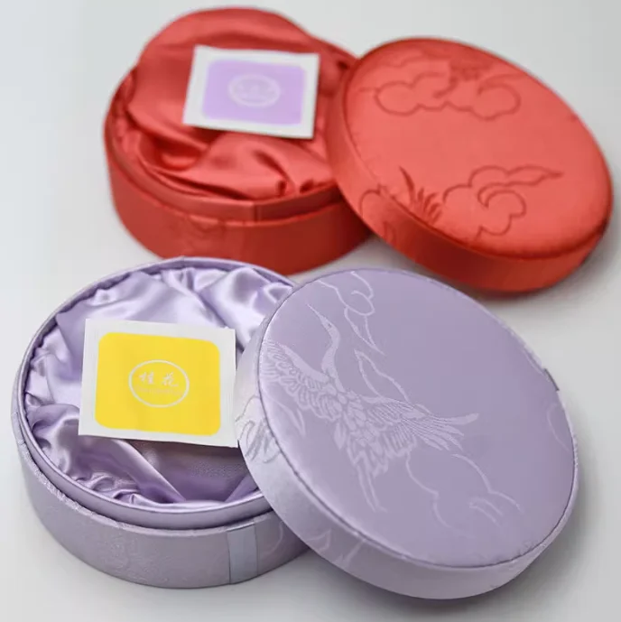 

Lucky Crane, хлопковая парча, шелковая парча, круглые шкатулки для драгоценностей для браслетов, браслетов для женщин и мужчин, коробка для хранения ювелирных изделий в китайском стиле