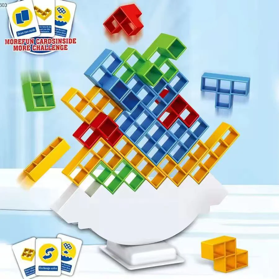 16-48ピース テトラタワー バランス スタッキングブロック ゲーム 積み木 ブロック デスクトップトイ ボードゲーム 2人用 家族パーティー 楽しいゲーム キ