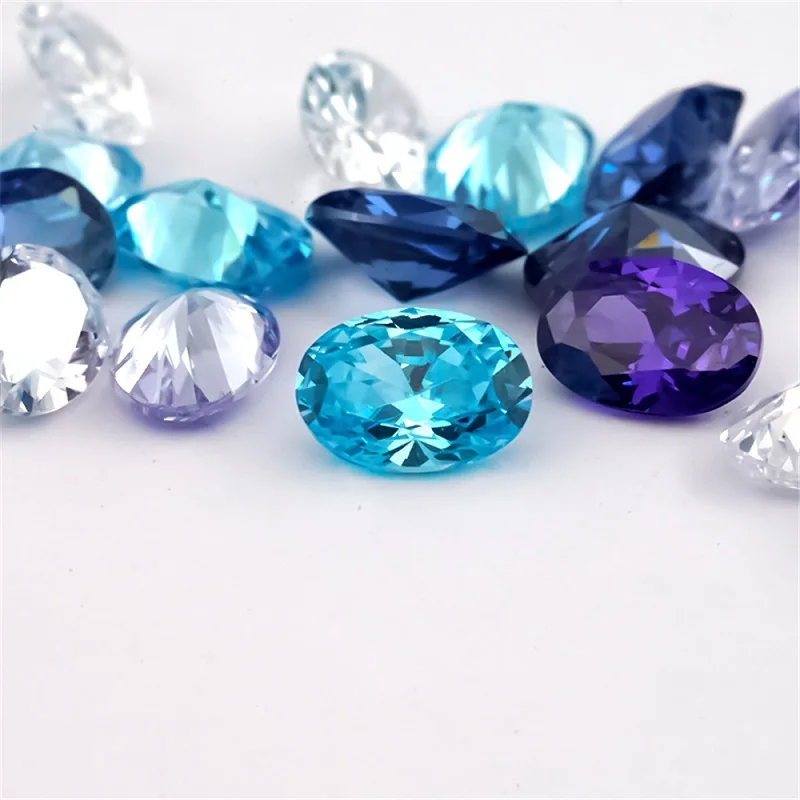 3x5~10x12mm Oval Cubic Zirconia Stone White Lavender Violet Tanzanite SeaBlue Mix 5 Color 5A Loose CZ Synthetic Gemstone Zircon