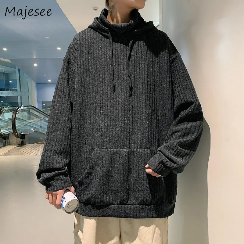 

Hoodies Men Handsome Harajuku Design Hooded Clothing Casual High Street Teens Vitality All-match agBgy Warm Outwear Pure Color