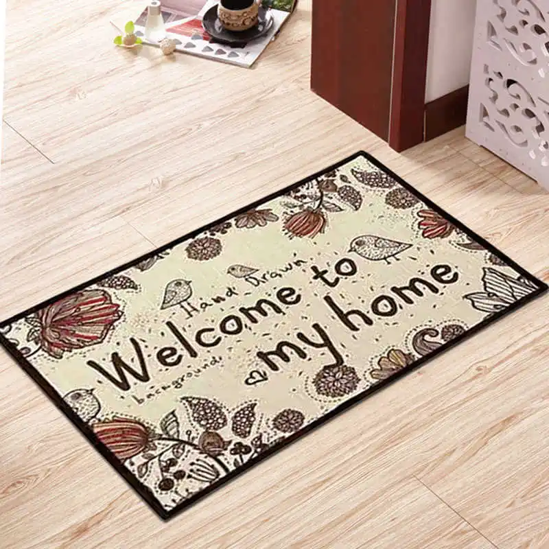 Home Decorative Door Carpet Floor Mat 40x60cm Natural Cotton Linen Printed Anti-Slip Hallway Entrance Welcome Doormat Rug