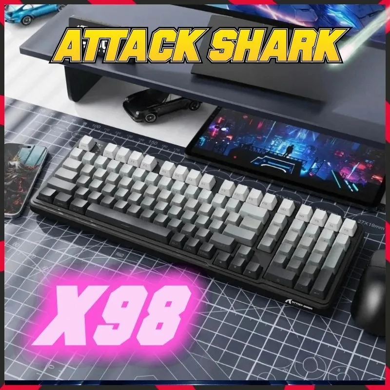 

Беспроводная механическая клавиатура ATTACK SHARK X98 полноразмерная, три режима подключения (Bluetooth), Gasket-крепление, Hot-Swap, RGB, PBT, аккумулятор 4000 мАч