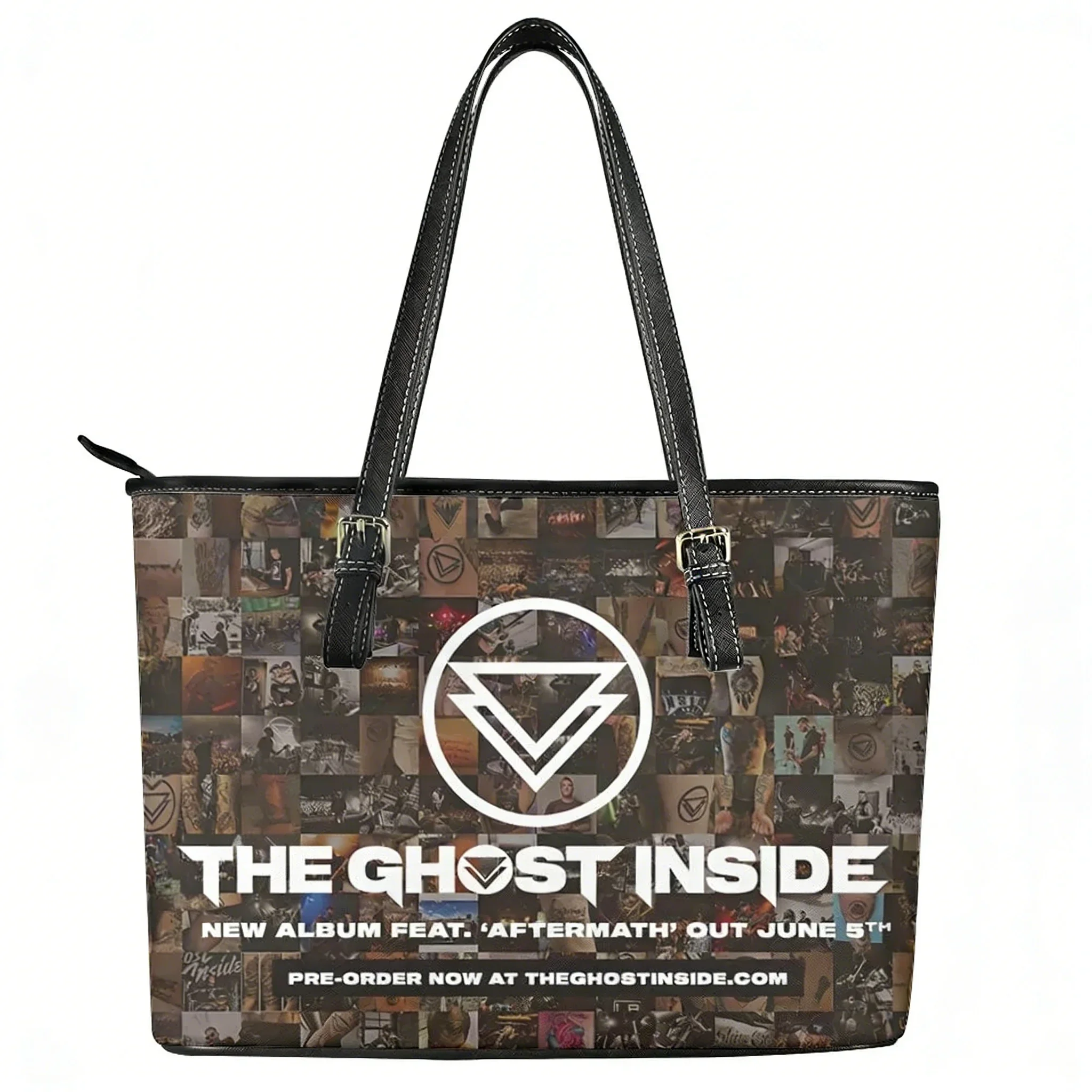 

The Ghost Inside Rock Band Custom Handbag Womens Mens Personalized Tote Bag Shoulder Bag Business Leather Purse Travel Bag Gift