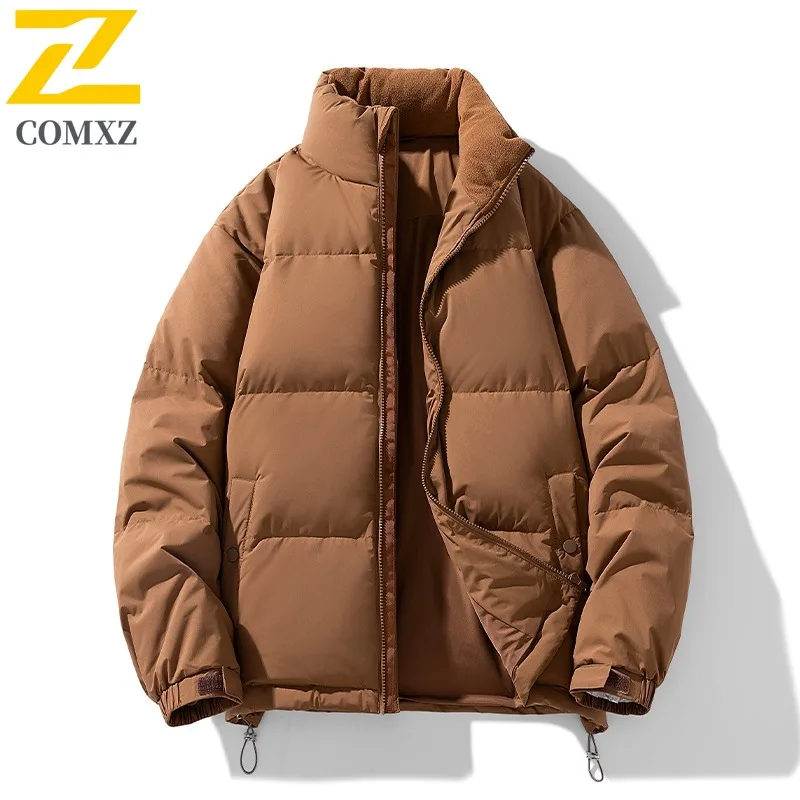 COMXZ Luxurious New Down Jacket Stand Collar Camping Warm Parkas Loose Minimalist Thickened White Duck Down Padded Coat