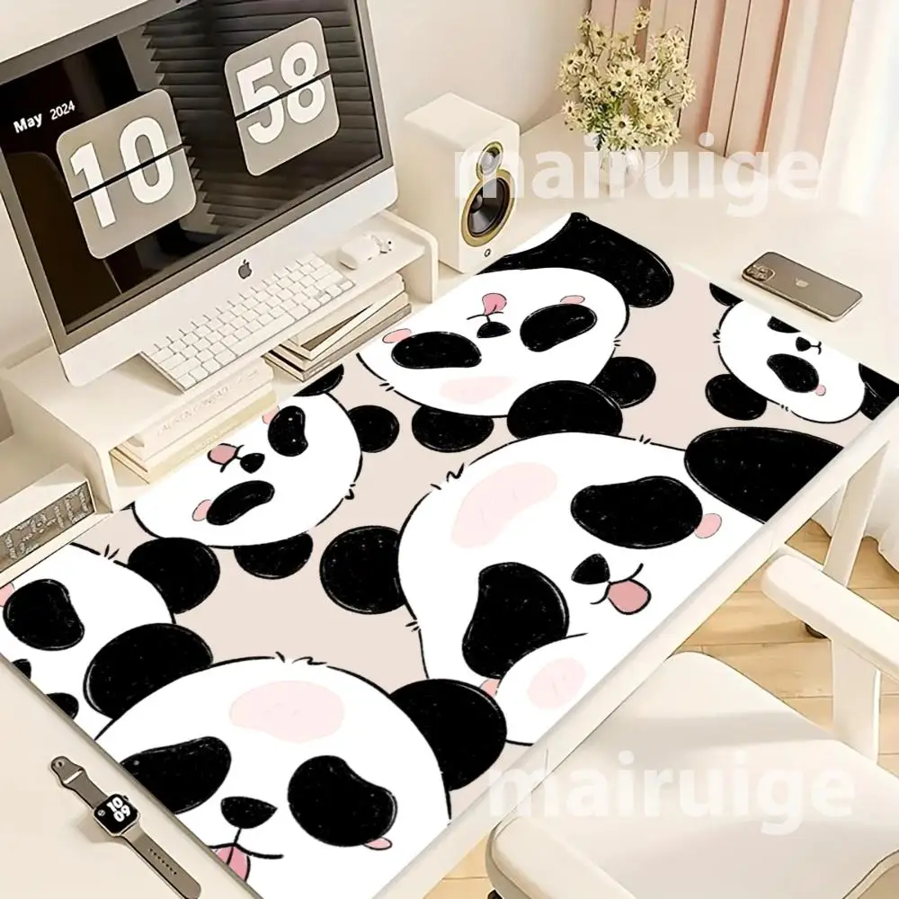 

Kawaii Panda Design Mouse Pad Large Computer Office Game Table Mat XXL Rubber Anti-slip Stitch Edge Keyboard Mats Long Desk Pads